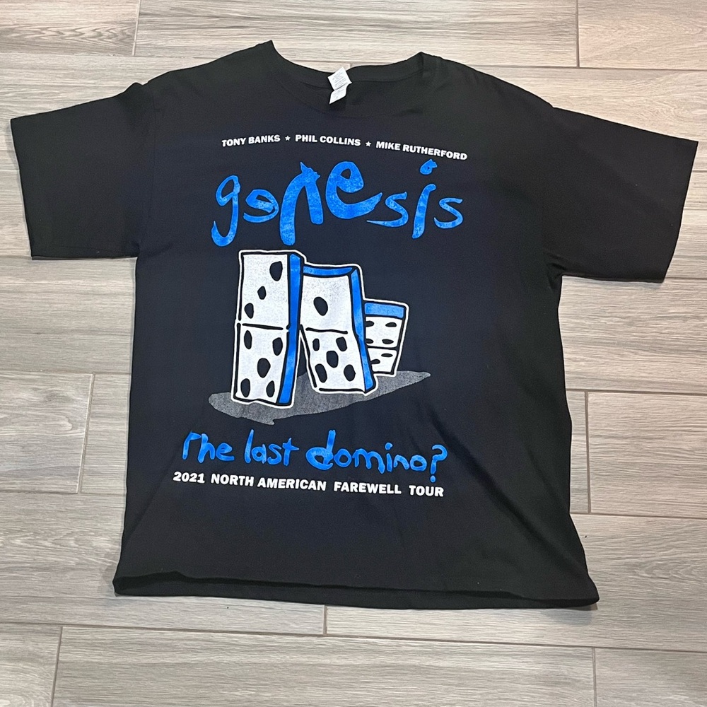 Genesis The Last Domino Tour 2021 Black Concert T Shirt Mens large Phil Collins